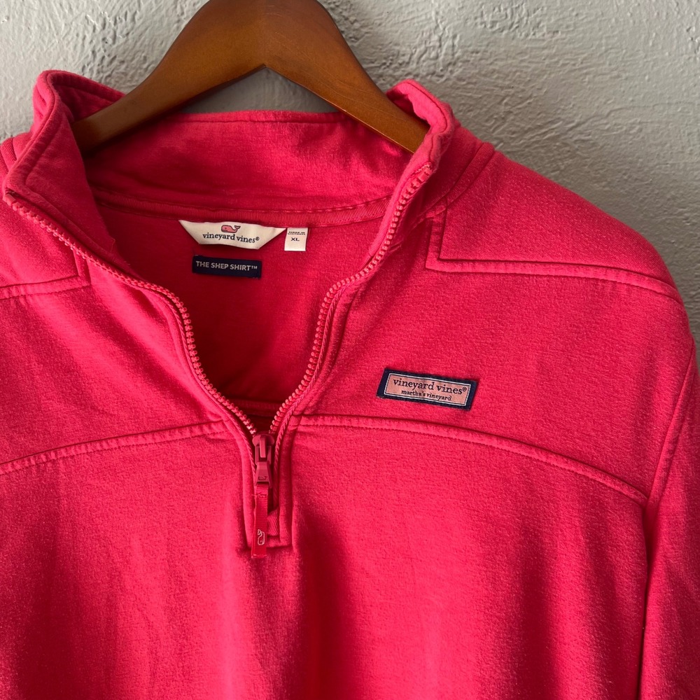 Vineyard Vines The Shep Shirt Pink Quarter Zip Pullover Thumbholes XL